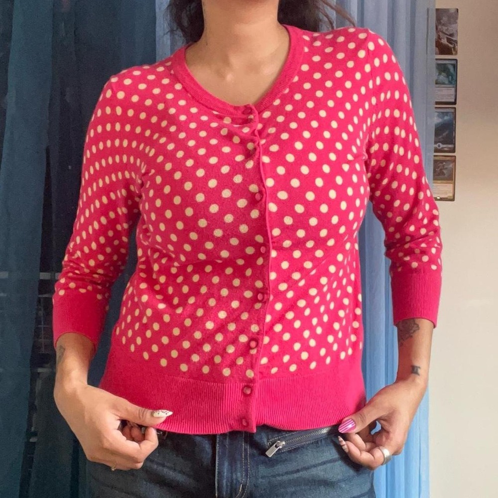 Rom-Com Pink Polka Dot Cardigan